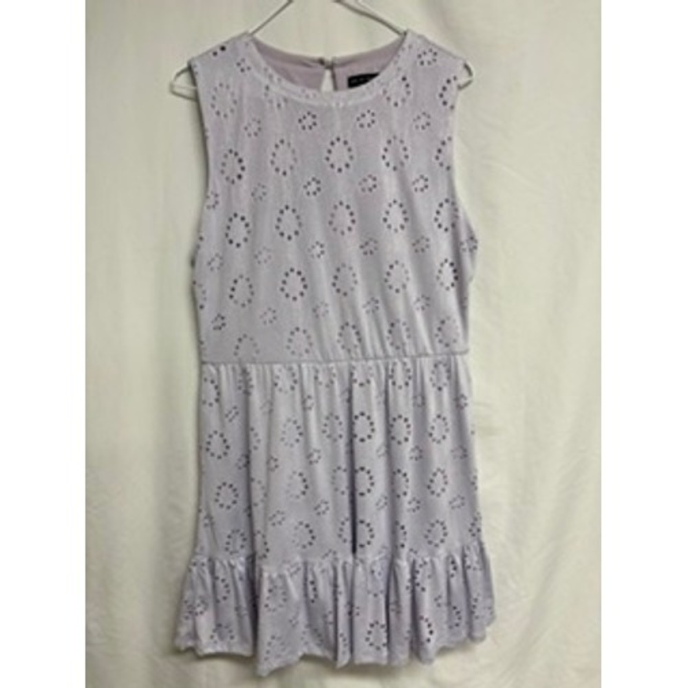 As U Wish Lavender Purple Eyelet Sleeveless Tiered Ruffle Mini Dress XL Spring